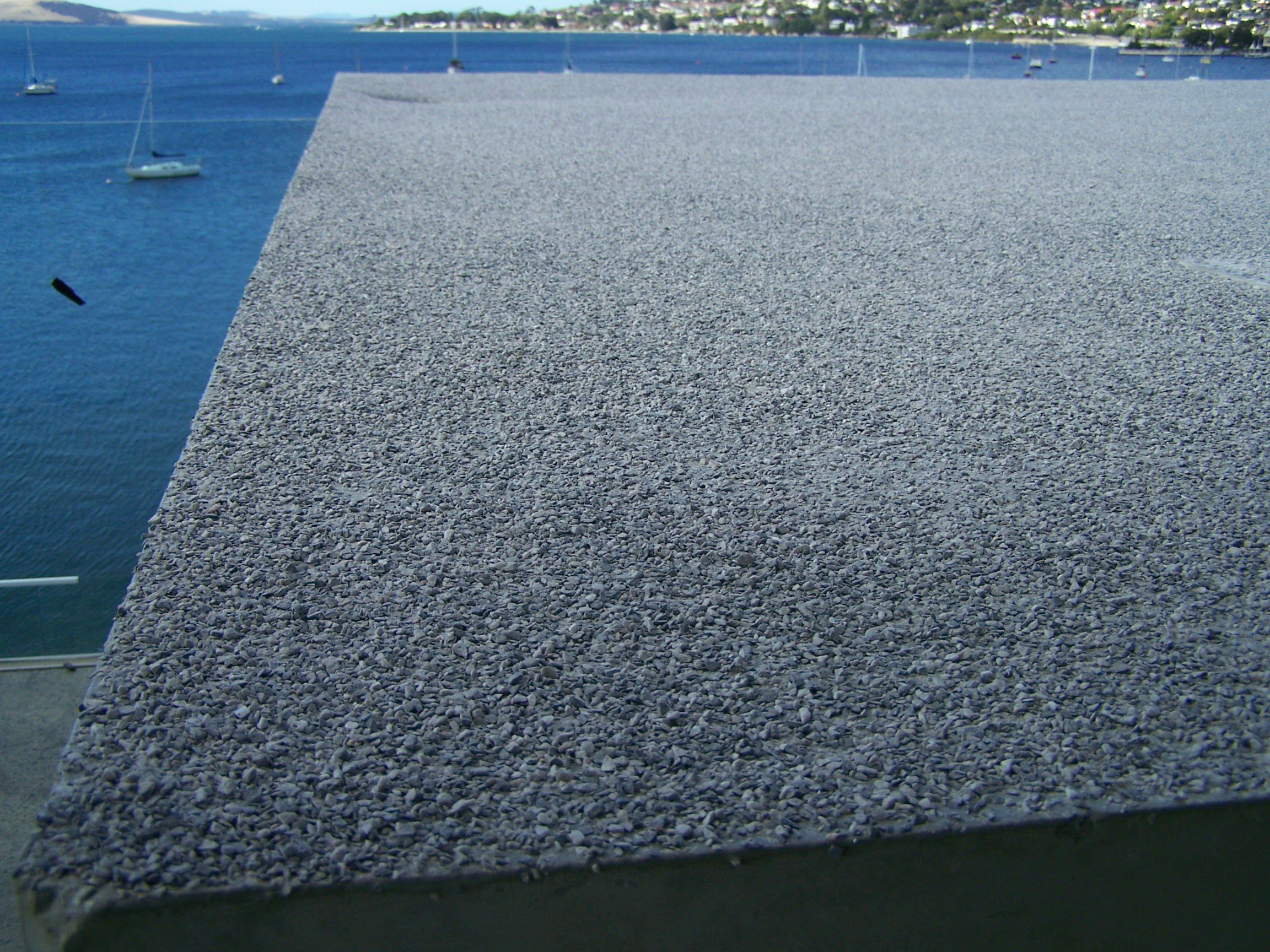 a waterproofed roof with a textured effect